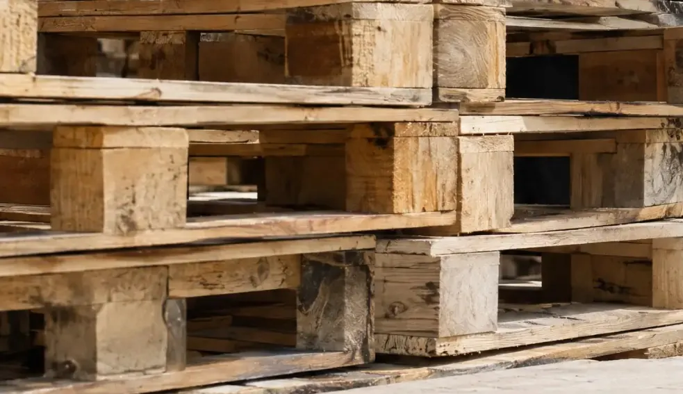 Stacked wooden pallets